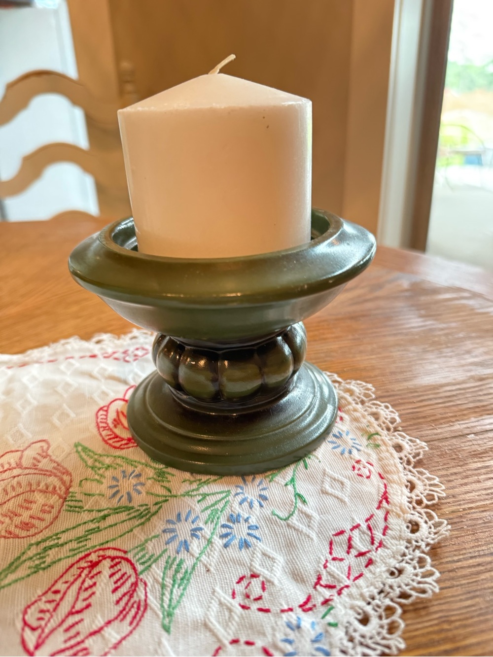 Classic Green Pillar Candle Holder - Home Accents